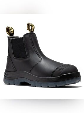 ROCKROOSTER Black Work Boots 6-inch Steel Toe, Slip-On, AK-227 Bakken, Size 8